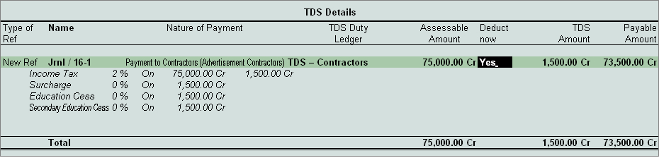 Reverse Excess TDS Deducted @ Tally.ERP9