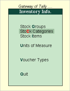 Stock Category Displayed/Altered ? @ Tally.ERP9