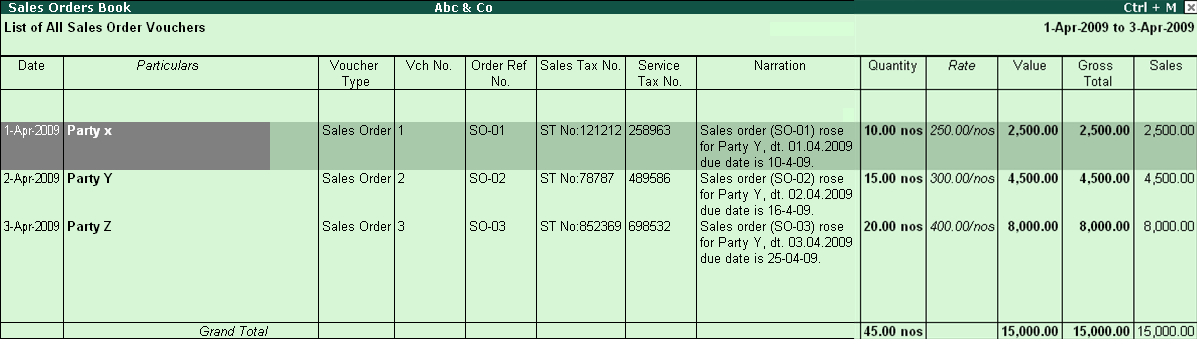 Columnar Purchase Order and Sales Order reports? @ Tally.ERP9