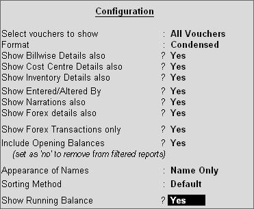 view a Ledger Account with Voucher Details? @ Tally.ERP9