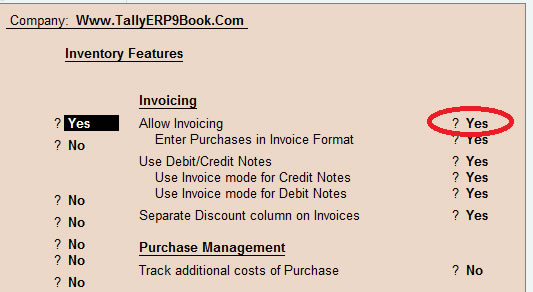 Activate a Sales Invoice? @ Tally.ERP9