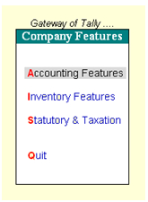 F2 : Inventory Features in Tally.ERP 9