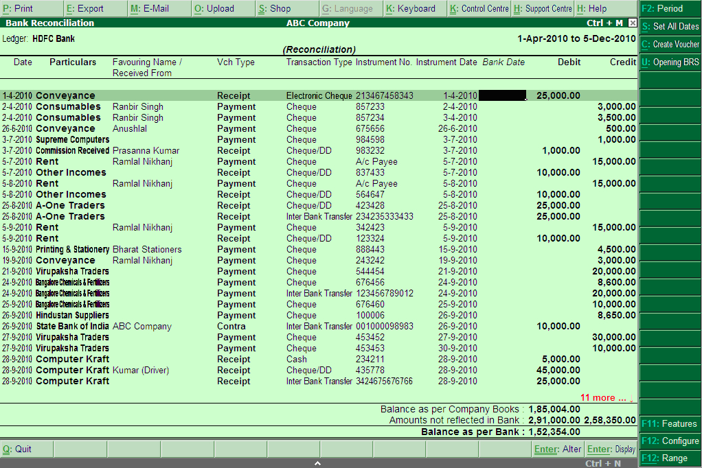 Bank Reconciliation @ Tally.ERP9