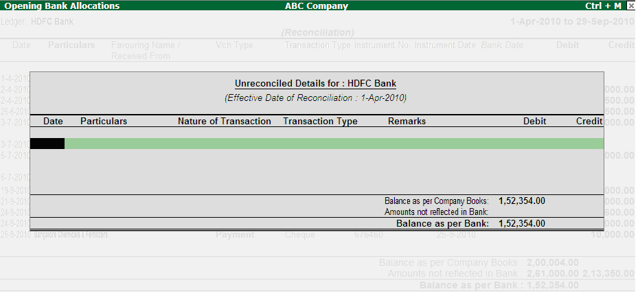 Bank Reconciliation @ Tally.ERP9