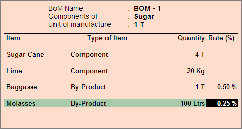 Define Type of Component for BOM : www.TallyERP9Book.Com