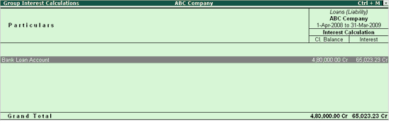 Interest Calculation for group or sub group