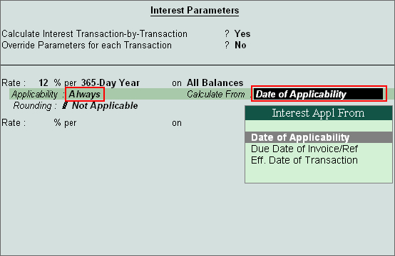 Interest Calculation from Billing/Transaction Date @ Tally.ERP9