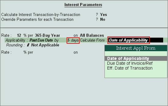 Interest Calculation from Due Date with Grace Period @ Tally.ERP9