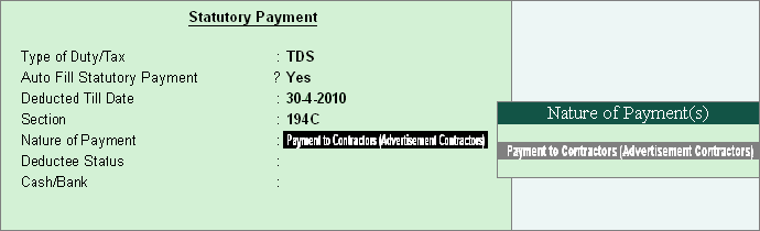 Record TDS Payment Entry in Tally.ERP 9