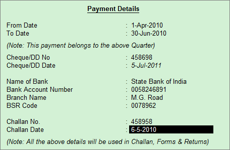 Record TDS Payment Entry in Tally.ERP 9