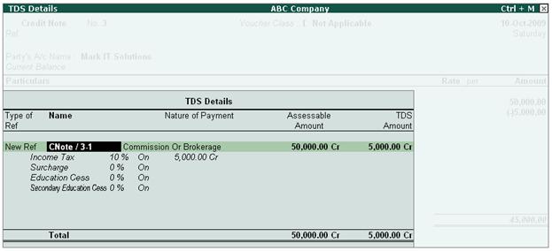 Account Sales Commission and Deduct TDS in Tally.ERP9