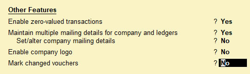 F1 : Accounting Features (Other Features)  in Tally.ERP9