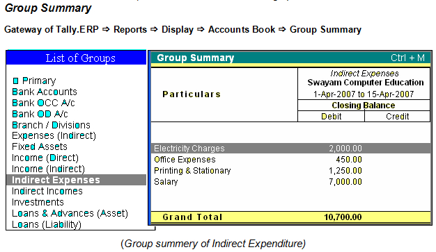 Grouping Summary Reporting in Tally.ERP9