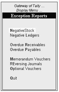 Exception Reports in Tally.ERP9