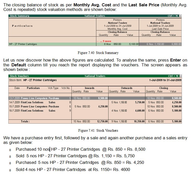 Stock Valuation in Tally.ERP9