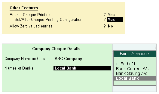 Cheque Printing .. in Tally.ERP9