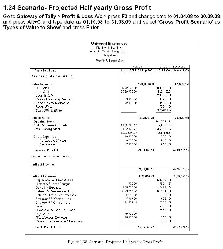 Scenario- Projected Half Yearly Gross Profit Report @ Tally.ERP 9 : www ...