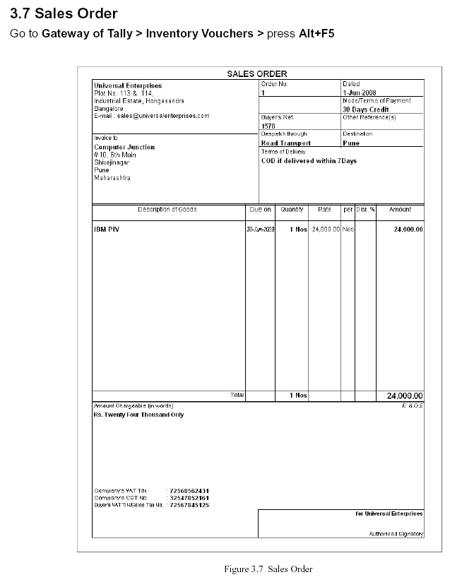 Sales Order Report @ Tally.ERP 9 : www.TallyERP9Book.Com