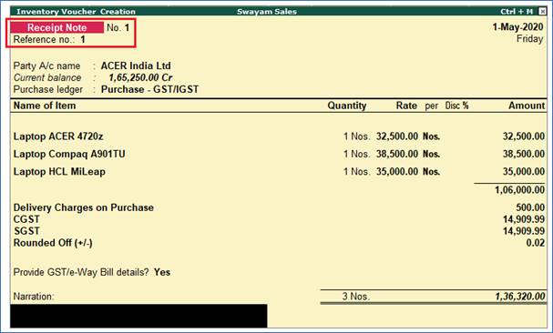 Purchase Order Processing in TallyERP9