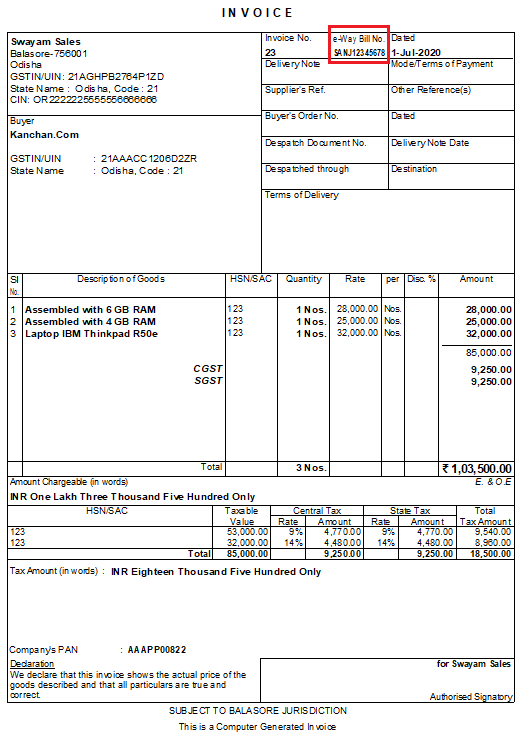 e-Way Bill under GST Compliance using Tally.ERP9