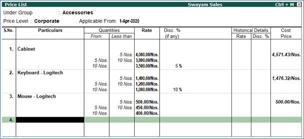 Price Level List Price Levels and Price List in TallyERP9